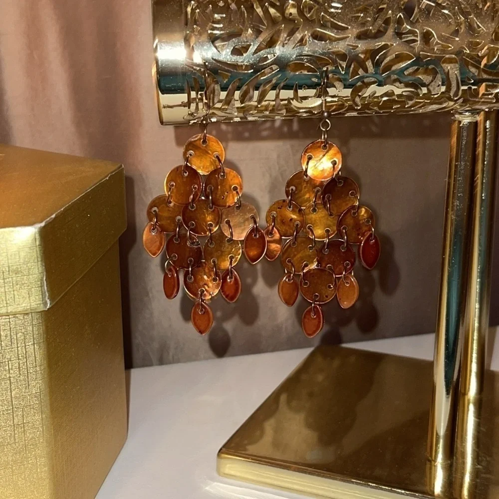 Brown / Bronze Chandelier Autumnal Earrings
